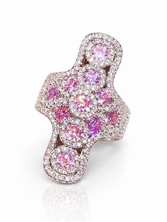 Jewelry - 925 Silver Pink Cross Zircon Statement Ring